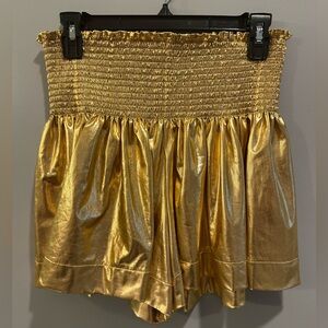 Queen of Sparkles Gold Metallic Swing Shorts Size L